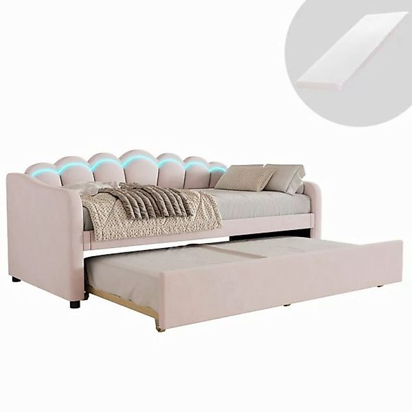 HAUSS SPOLE Schlafsofa mit ausziehbarem Bett, Umgebungslicht, Samt Rosa mit günstig online kaufen