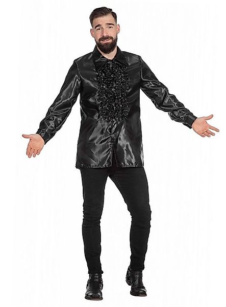 Metamorph T-Shirt Satin Rüschenhemd schwarz 70er Jahre Hemd für die Extrapo günstig online kaufen