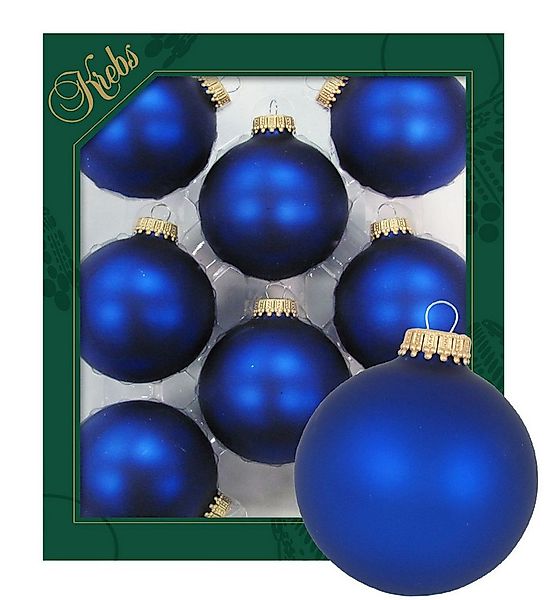 Krebs Glas Lauscha Christbaumschmuck Glaskugel Set - Königsblau Matt - 8 St günstig online kaufen