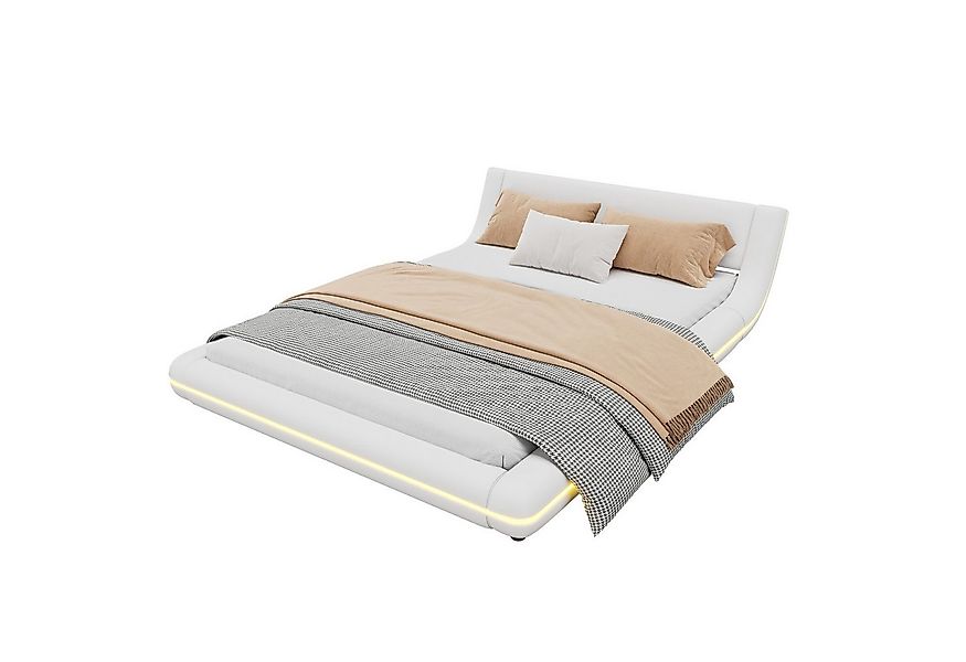 HAUSS SPOLE Polsterbett 140 x 200cm Flachbett, Bodenbett mit LED-Umgebungsl günstig online kaufen