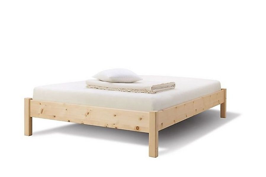 Natur24 Einzelbett Doppelbett Ginevra 160 x 200 cm in Zirbe Natur ohne Kopf günstig online kaufen