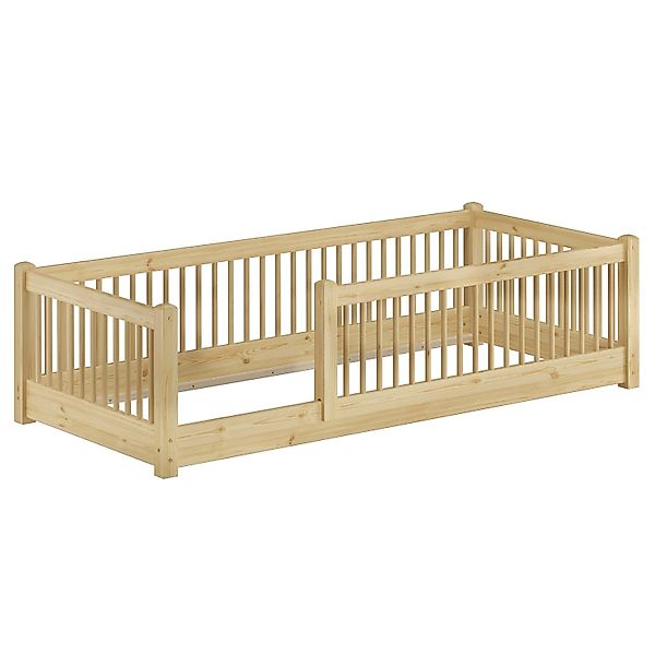 Erst-Holz Kinderbett 80 x 190 cm Niedriges Bodenbett Kiefer Massiv Kleinkin günstig online kaufen