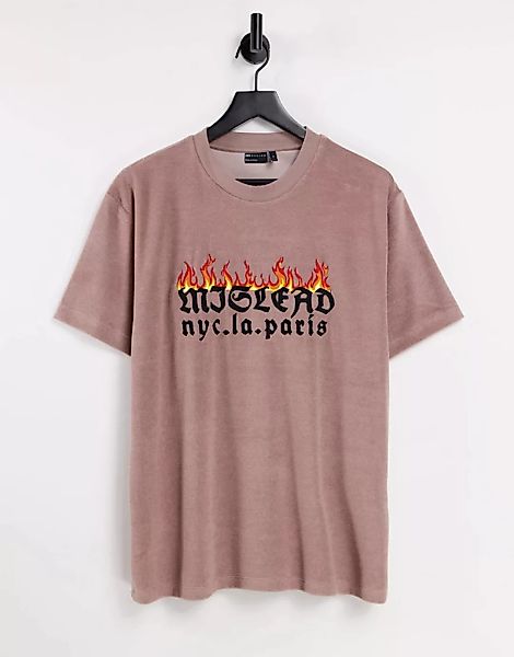 ASOS DESIGN – Locker geschnittenes T-Shirt aus Frottee in Braun mit City- u günstig online kaufen