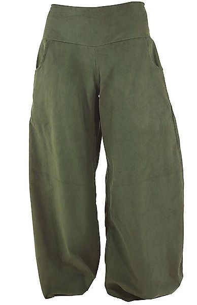 Guru-Shop Relaxhose Weite Cord Pluderhose, Feincord Boho Hose - olive Ethno günstig online kaufen