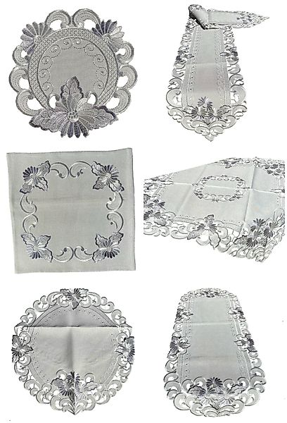 Westernlifestyle Tischdecke Blumen silber / grau günstig online kaufen