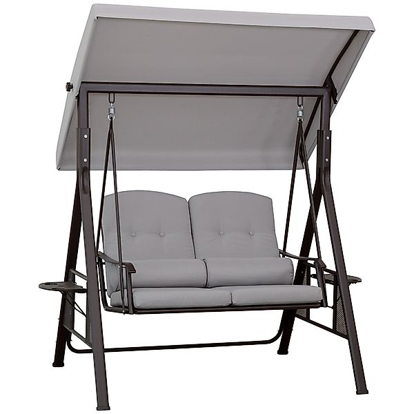 Outsunny Hollywoodschaukel mit Sonnendach, Kissen, 2-Sitzer, günstig online kaufen