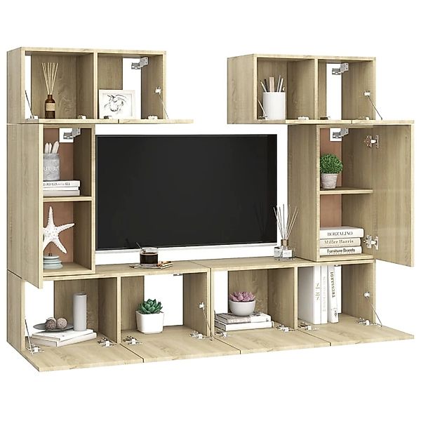 vidaXL TV-Schrank 6-tlg. TV-Schrank-Set Sonoma-Eiche Holzwerkstoff günstig online kaufen
