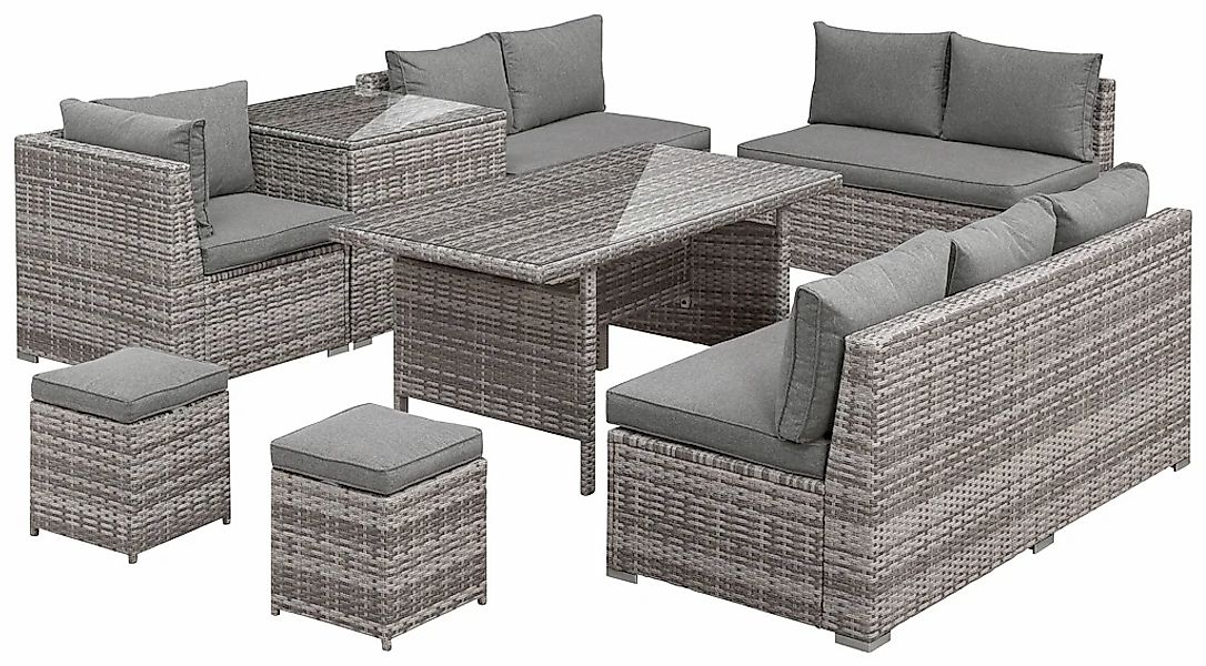 KONIFERA "Kalamos" Set, 3er-Sofa, 2x 2er Sofa, Ecksofa, 2x Hocker, 2x Tisch günstig online kaufen