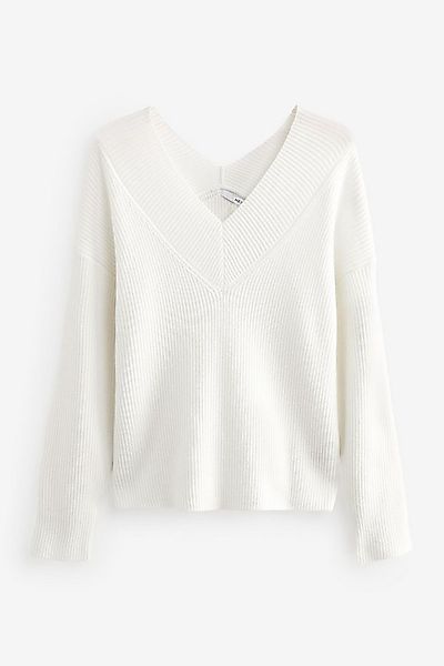 Next V-Ausschnitt-Pullover Ripp-Oberteil mit V-Ausschnitt (1-tlg) günstig online kaufen