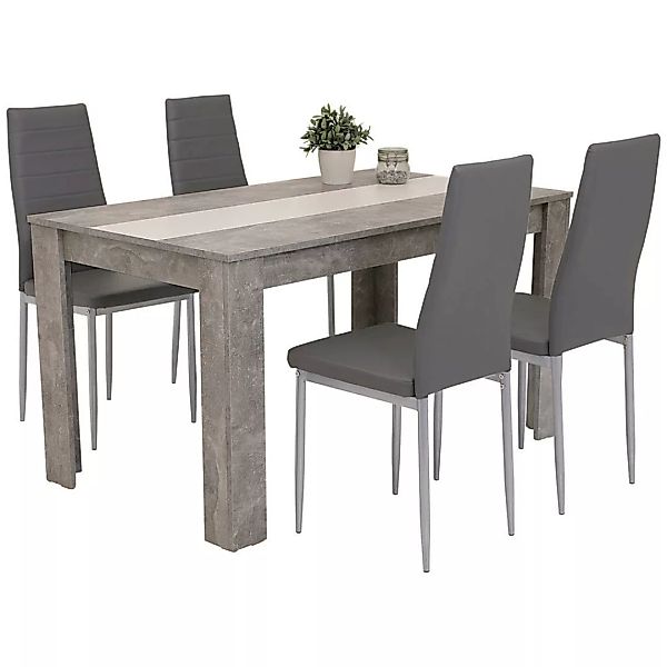 Tischgruppe Helene Beton Optik grau B/H/T: ca. 140x76x80 cm günstig online kaufen