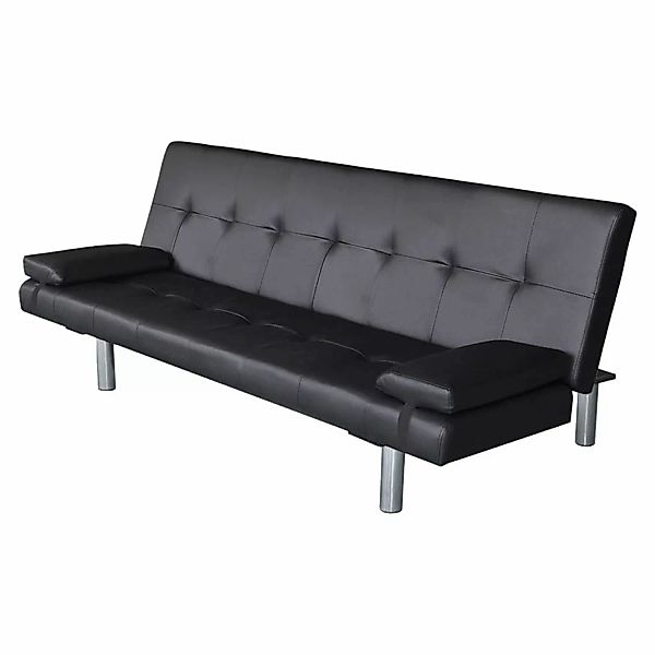vidaXL Schlafsofa mit 2 Kissen Kunstleder Ausziehbar Schwarz günstig online kaufen