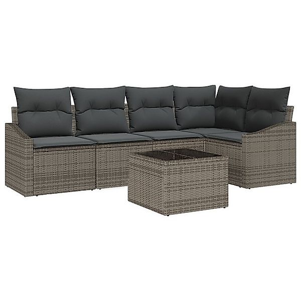 vidaXL Loungesofa 5-tlg. Garten-Sofagarnitur mit Kissen Schwarz Poly Rattan günstig online kaufen