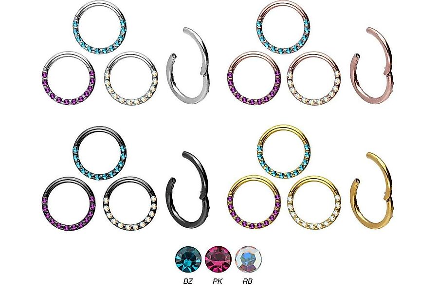 PIERCINGLINE Nasenpiercing Chirurgenstahl Segmentring Clicker KRISTALLE + E günstig online kaufen