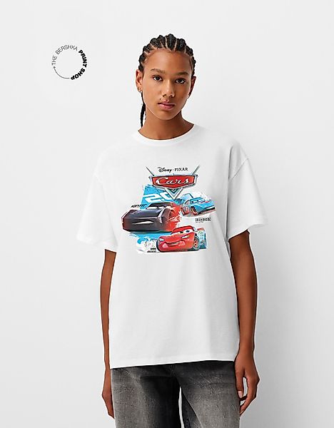 Bershka Oversize-T-Shirt Cars Print Mit Kurzen Ärmeln Damen S Grbrochenes W günstig online kaufen