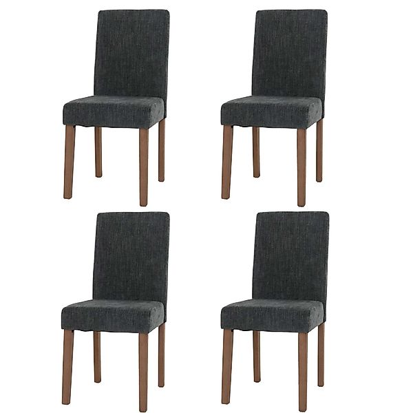 MCW Esszimmerstuhl Littau Chenille 4er-Set Dunkelgrau Naturfarbene Beine günstig online kaufen
