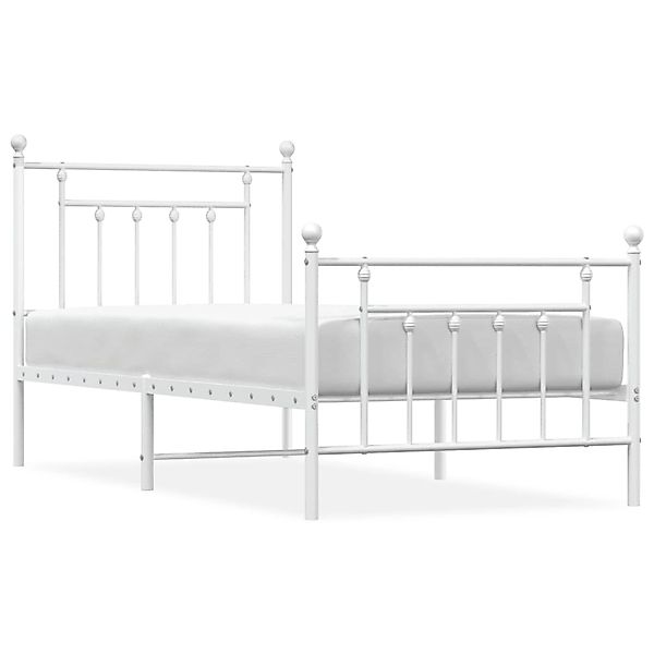 vidaXL Bettgestell, Bettrahmen mit Kopf- und Fußteil Metall Weiß 90x190 cm günstig online kaufen