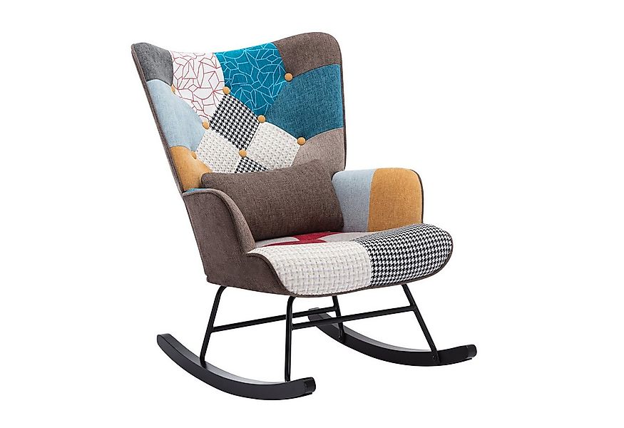 HomeMiYN Schaukelstuhl Schaukelstuhl Wohnzimmer Samt mit Metallgestell Holz günstig online kaufen