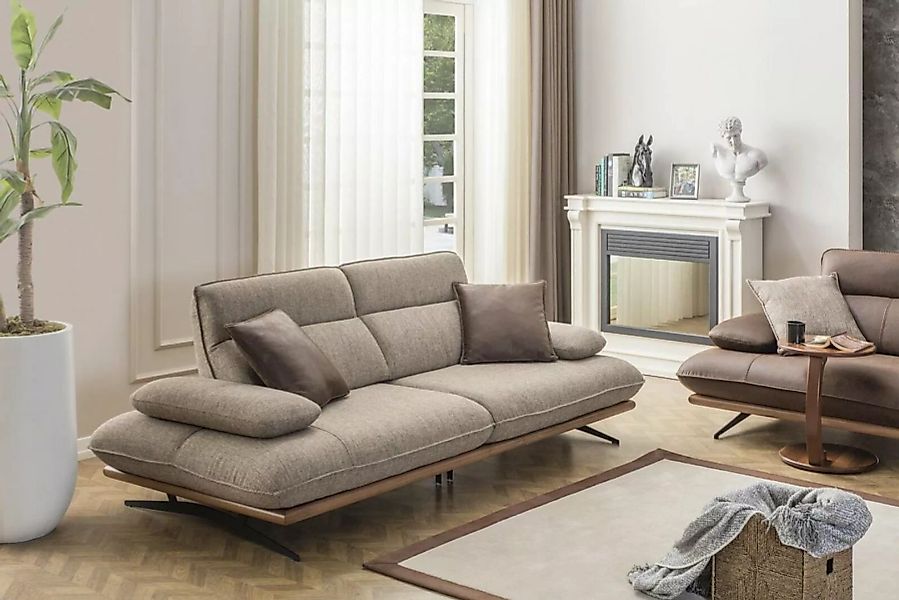JVmoebel Sofa Dreisitzer Sofa 3 Sitzer Sofas Grau Stoff Wohnzimmer Luxus Si günstig online kaufen