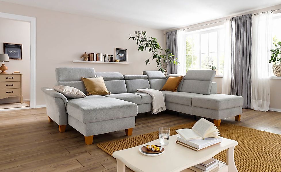 Home affaire Wohnlandschaft "Conville U-Form" Kopfteilverstellung wahlweise günstig online kaufen