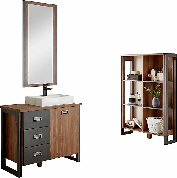 Home affaire Badmöbel-Set »Detroit, Bad im Industrialdesign, 3-teiliges Bad günstig online kaufen