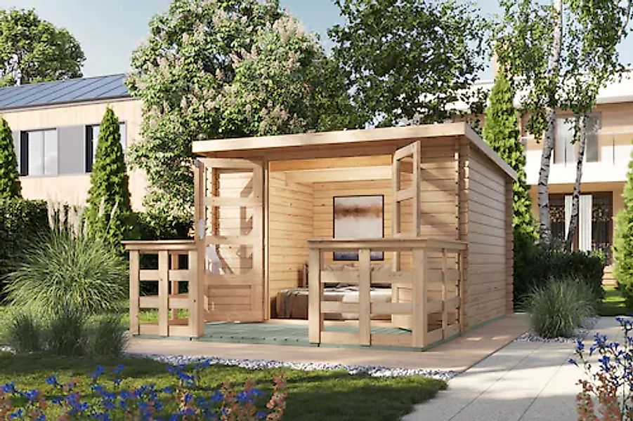 Karibu Gartenhaus »"Remus" SET naturbelassen mit Terrasse« Gartenhaus aus h günstig online kaufen