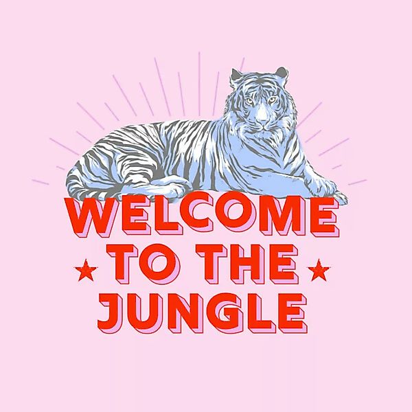Poster / Leinwandbild - Welcome To The Jungle - Retro Tiger günstig online kaufen