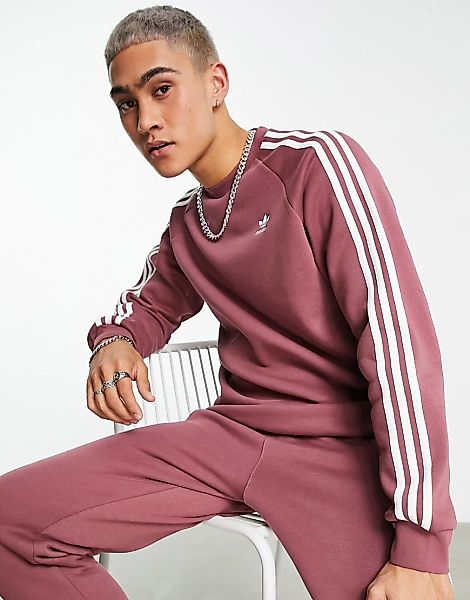 adidas Originals – adicolor – Sweatshirt in dezentem Purpurrot mit den drei günstig online kaufen