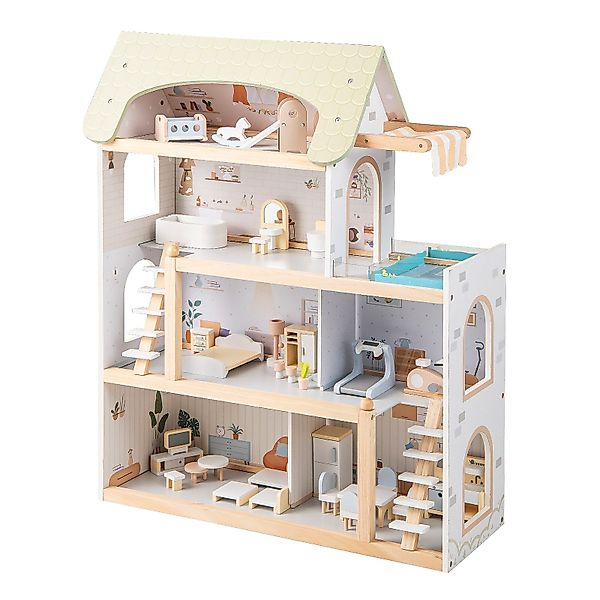 COSTWAY Puppenhaus, Holz, Kinder Dollhouse mit günstig online kaufen