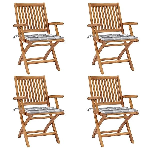 vidaXL Klappbare Gartenstühle mit Kissen 4 Stk Massivholz Teak 3072737 günstig online kaufen
