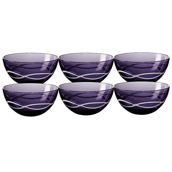 6 Schälchen Kompottschale Müßlischale Obst Glas lila violett Schale 12,5cm günstig online kaufen