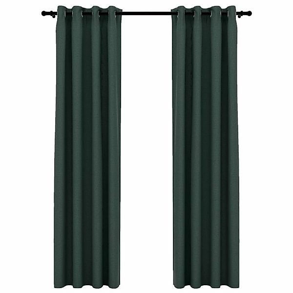 vidaXL Verdunkelungsvorhänge Ösen Leinenoptik 2 Stk Grün 140x245 cm günstig online kaufen
