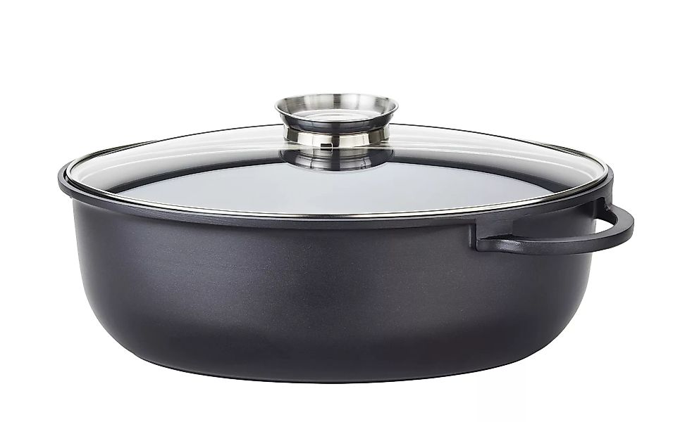 Meisterkoch Bräter oval, 3-teilig - schwarz - Aluminium-Guss - 25 cm - Töpf günstig online kaufen