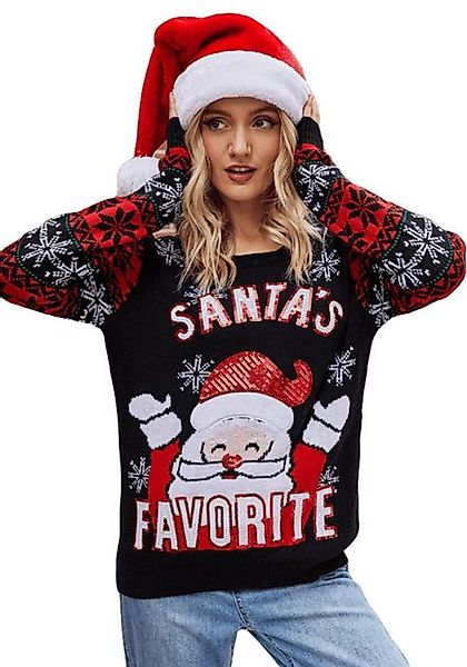 YRIIOMO Strickpullover Gemütlicher Pullover mit gesticktem Weihnachtsmann M günstig online kaufen