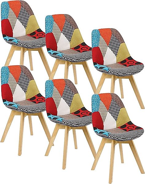 Woltu 4-Fußstuhl (6 St), Patchwork Stühle, günstig online kaufen