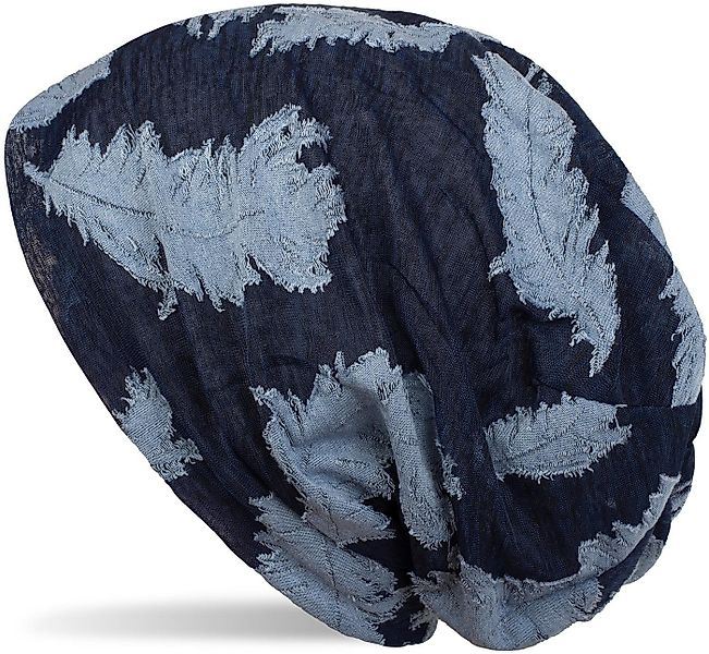 styleBREAKER Beanie Beanie mit Feder Muster (1-St) günstig online kaufen