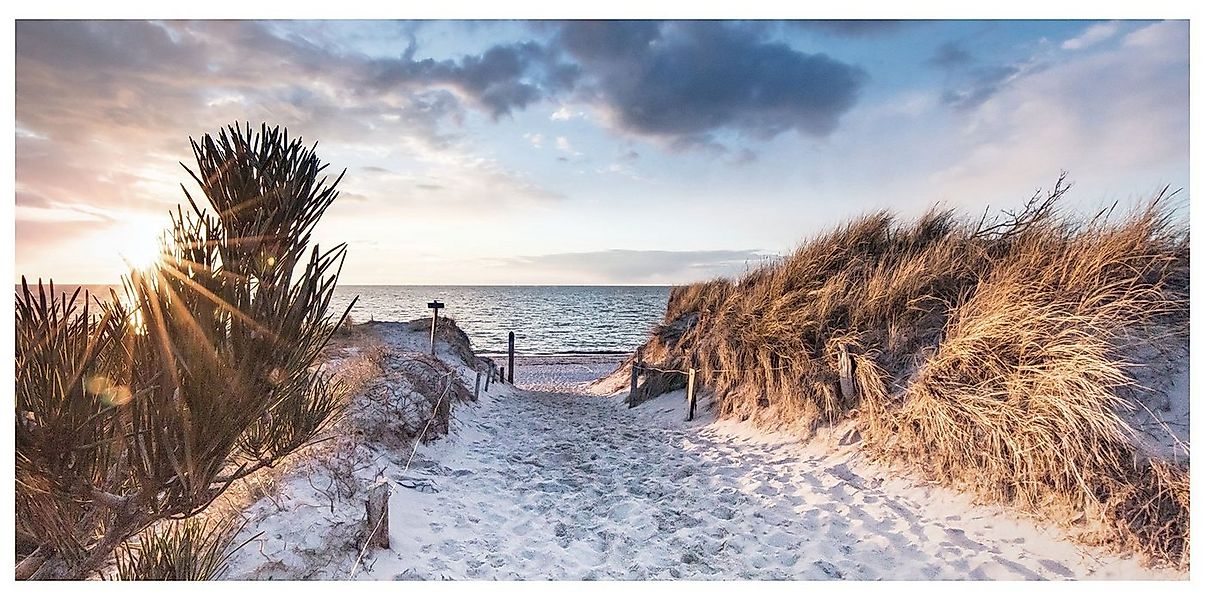 Levandeo® Leinwandbild, XXL Leinwandbild 115x55cm Bild Sand Strand Düne Mee günstig online kaufen