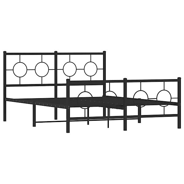 vidaXL Bettgestell mit Kopfteil und Fußteil Metall Schwarz 135x190 cm 37624 günstig online kaufen