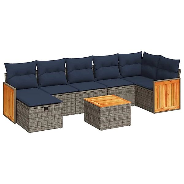 vidaXL 8-Tlg Garten-Sofagarnitur mit Kissen Grau Poly Rattan 3326051 günstig online kaufen