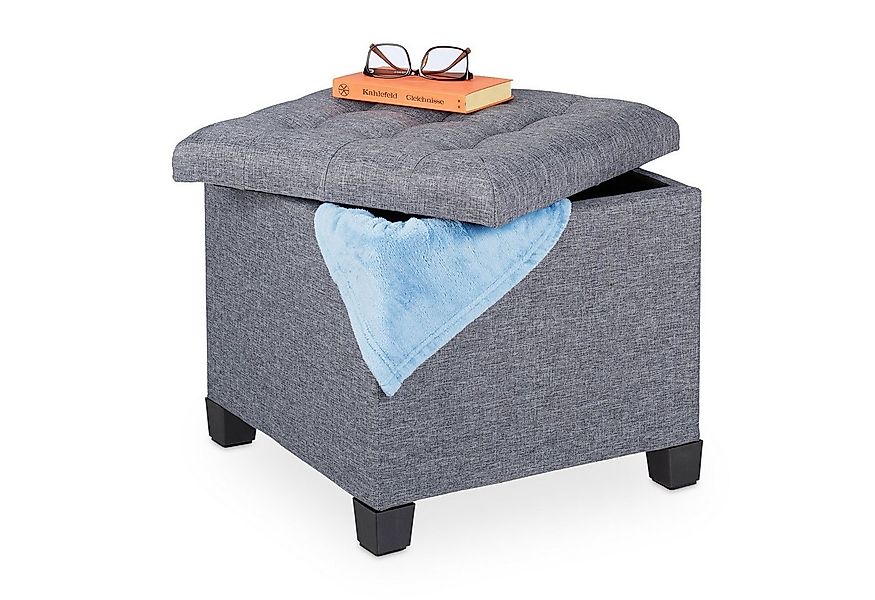 relaxdays Sitzhocker Gepolsterter Sitzhocker in Grau günstig online kaufen