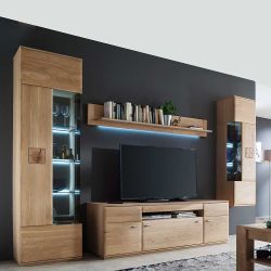 Anbauwand aus Eiche Bianco 305 cm breit (vierteilig) günstig online kaufen