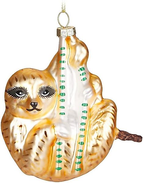 BRUBAKER Christbaumschmuck Faultier Braun Gold - Handbemalte Weihnachtskuge günstig online kaufen