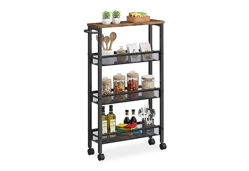 relaxdays Küchenwagen Nischenwagen mit 4 Ebenen, Vintagebraun günstig online kaufen