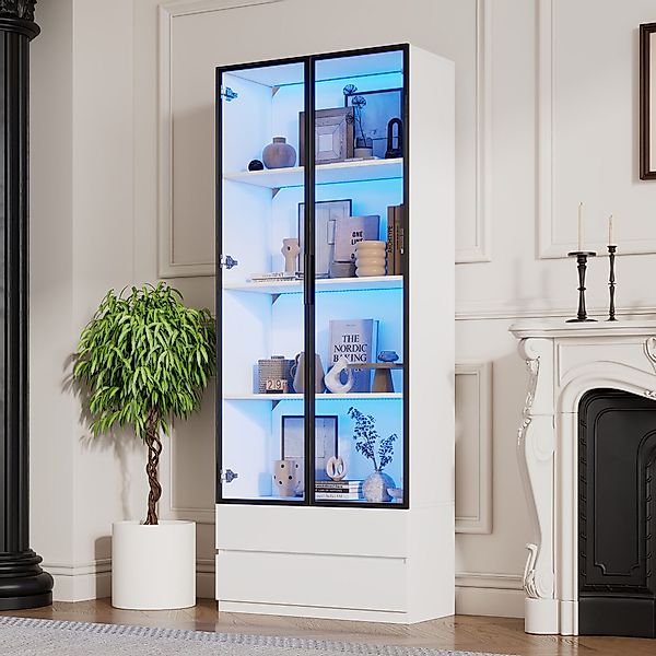 Merax Standvitrine Hochschrank Standregal Vitrinenschrank mit günstig online kaufen