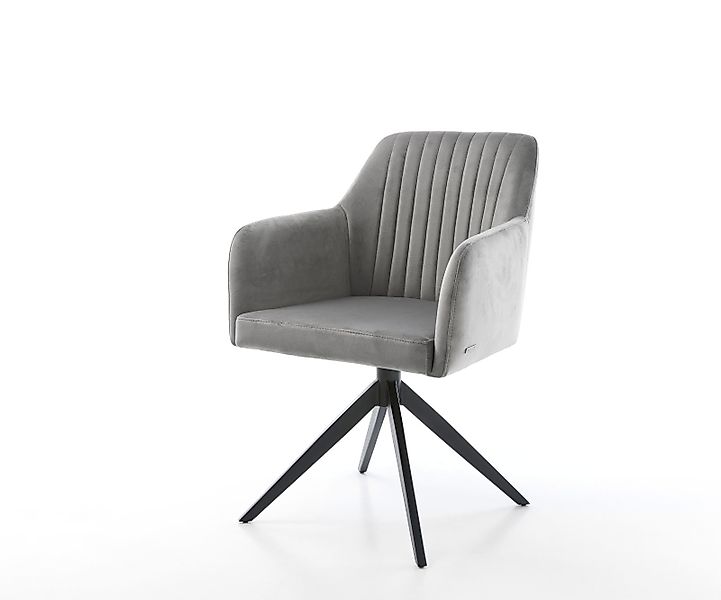 Drehstuhl Greg-Flex Samt Grau Kreuzgestell breit Schwarz 360° drehbar Wippf günstig online kaufen