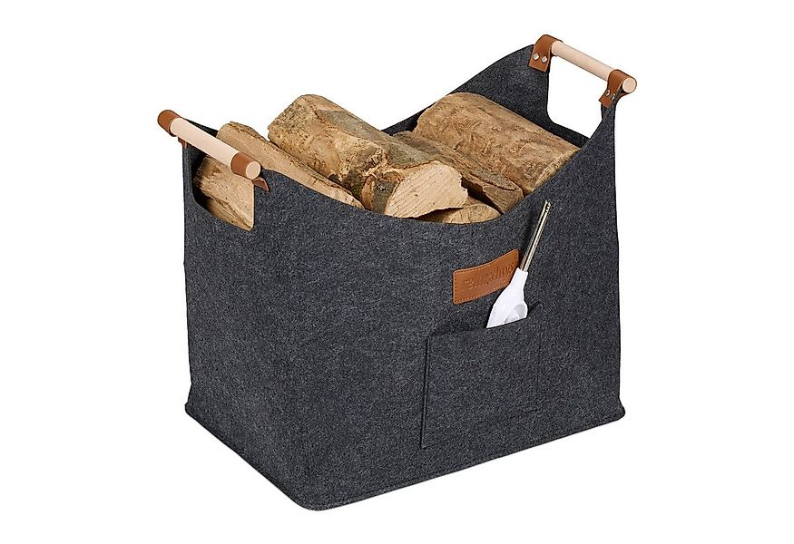 relaxdays Kaminholzkorb aus Filz (1 St) günstig online kaufen