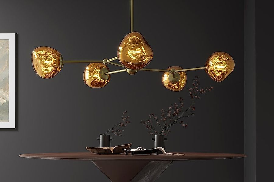 riess-ambiente Hängeleuchte LIQUID DIAMOND 100cm gold – 5-flammige Glas-Kug günstig online kaufen