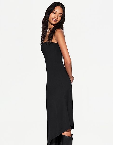 Bershka Asymmetrisches Bandeau-Midikleid Damen M Schwarz günstig online kaufen