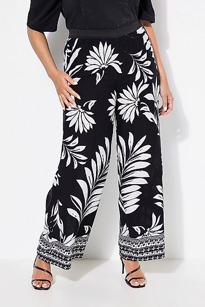 Ulla Popken Schlupfhose Hose Blüten weites gerades Bein Elastikbund günstig online kaufen
