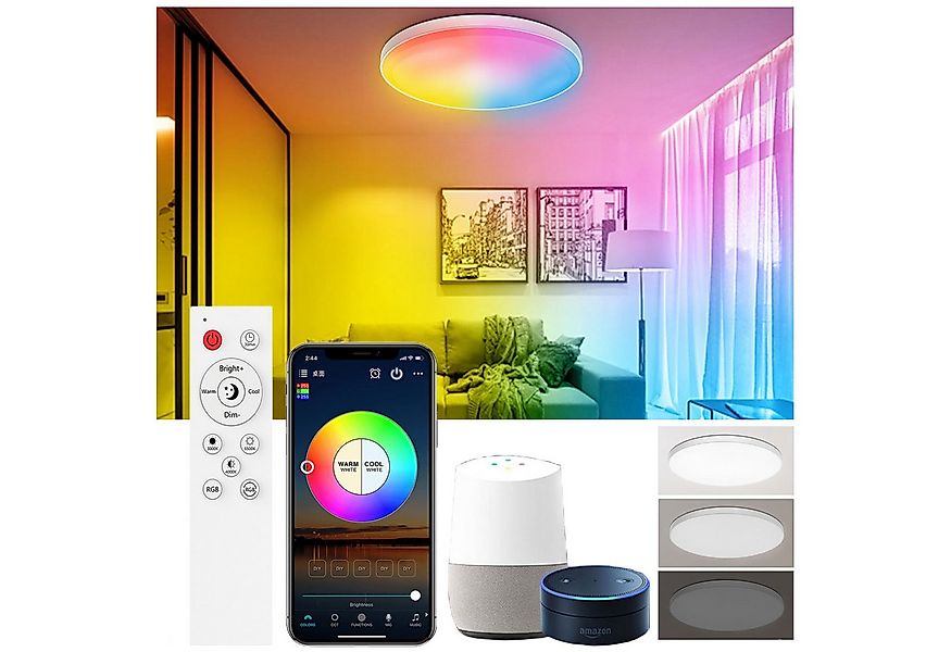 MUPOO LED Deckenleuchte Smart LED Deckenlampe Dimmbare 24W/30W/40W RGB mit günstig online kaufen