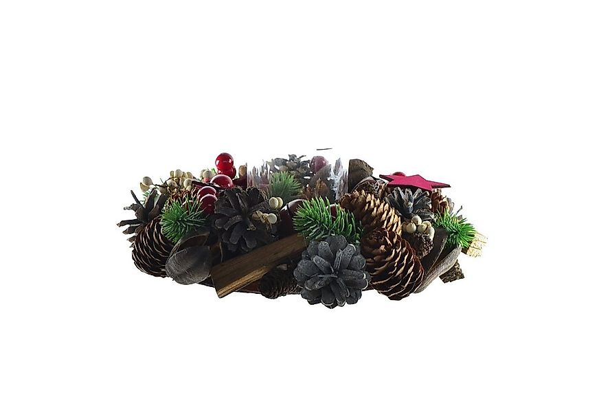 B&S Adventskranz Weihnachtskranz mit großen Teelichtglas Ø 23 cm günstig online kaufen